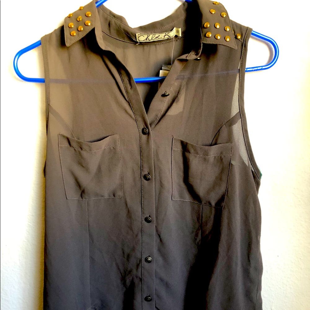 Grey brand new top with gold studds